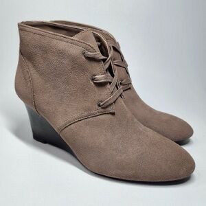 Lauren Ralph Lauren Tamia suede leather wedge booties, size 7B. Like new!